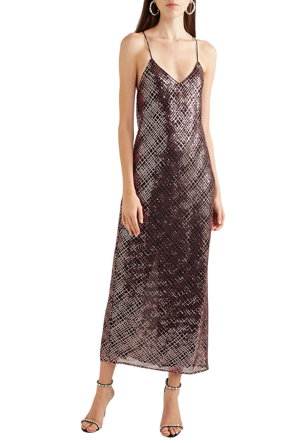 MICHELLE MASON Open-back sequined tulle maxi slip dress
