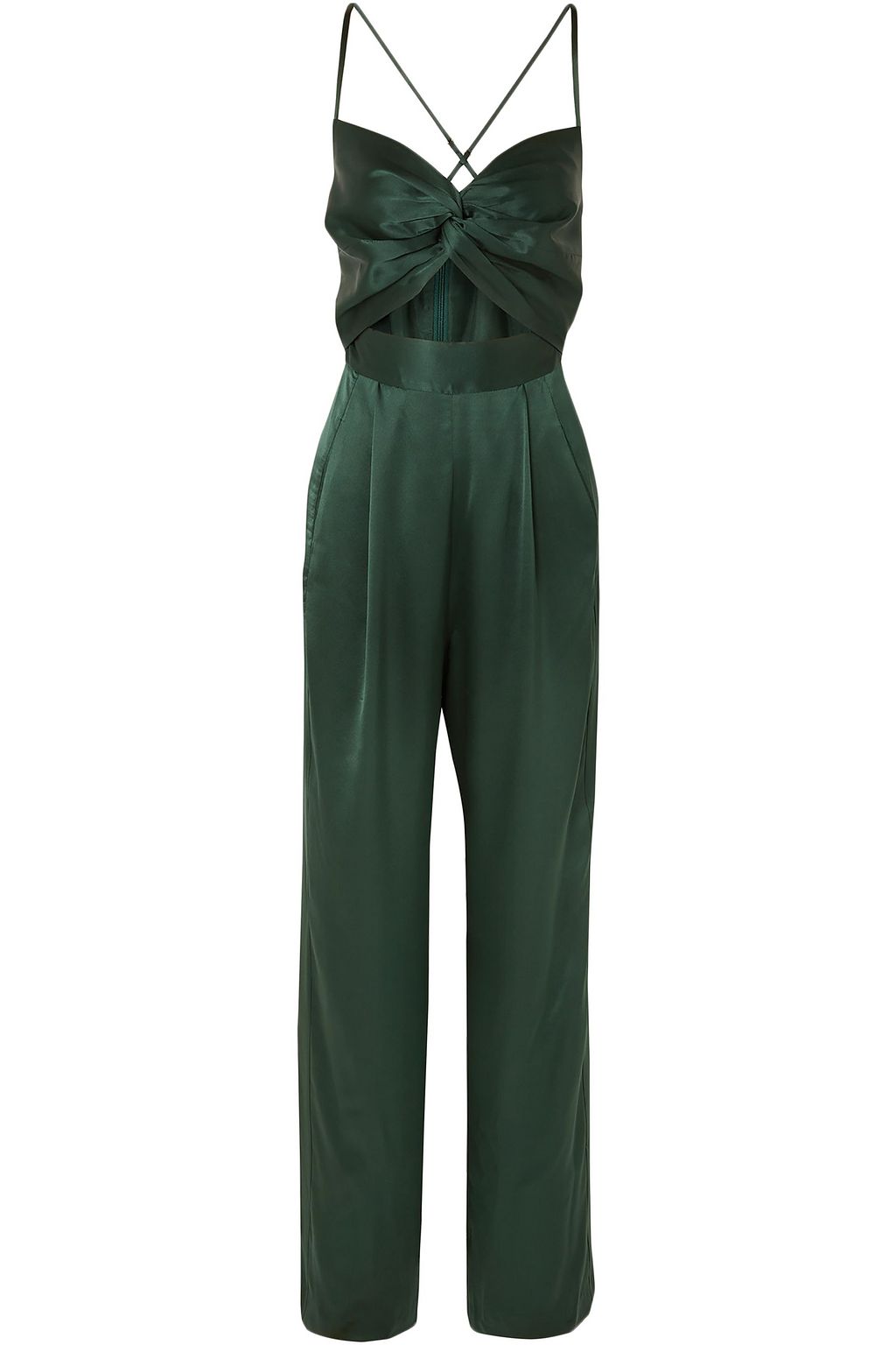 green satin jumpsuit
