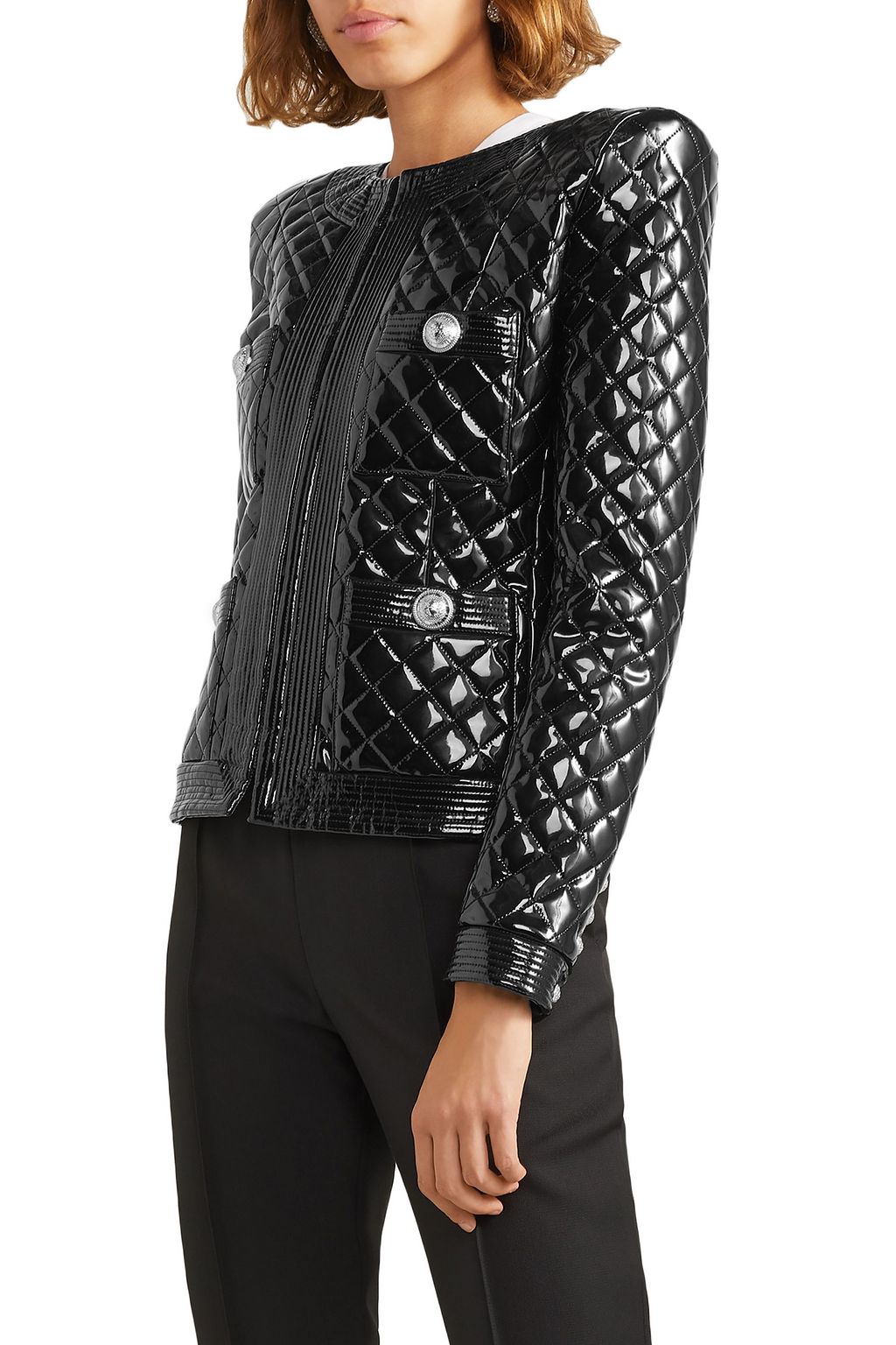 BALMAIN Quilted vinyl jacket