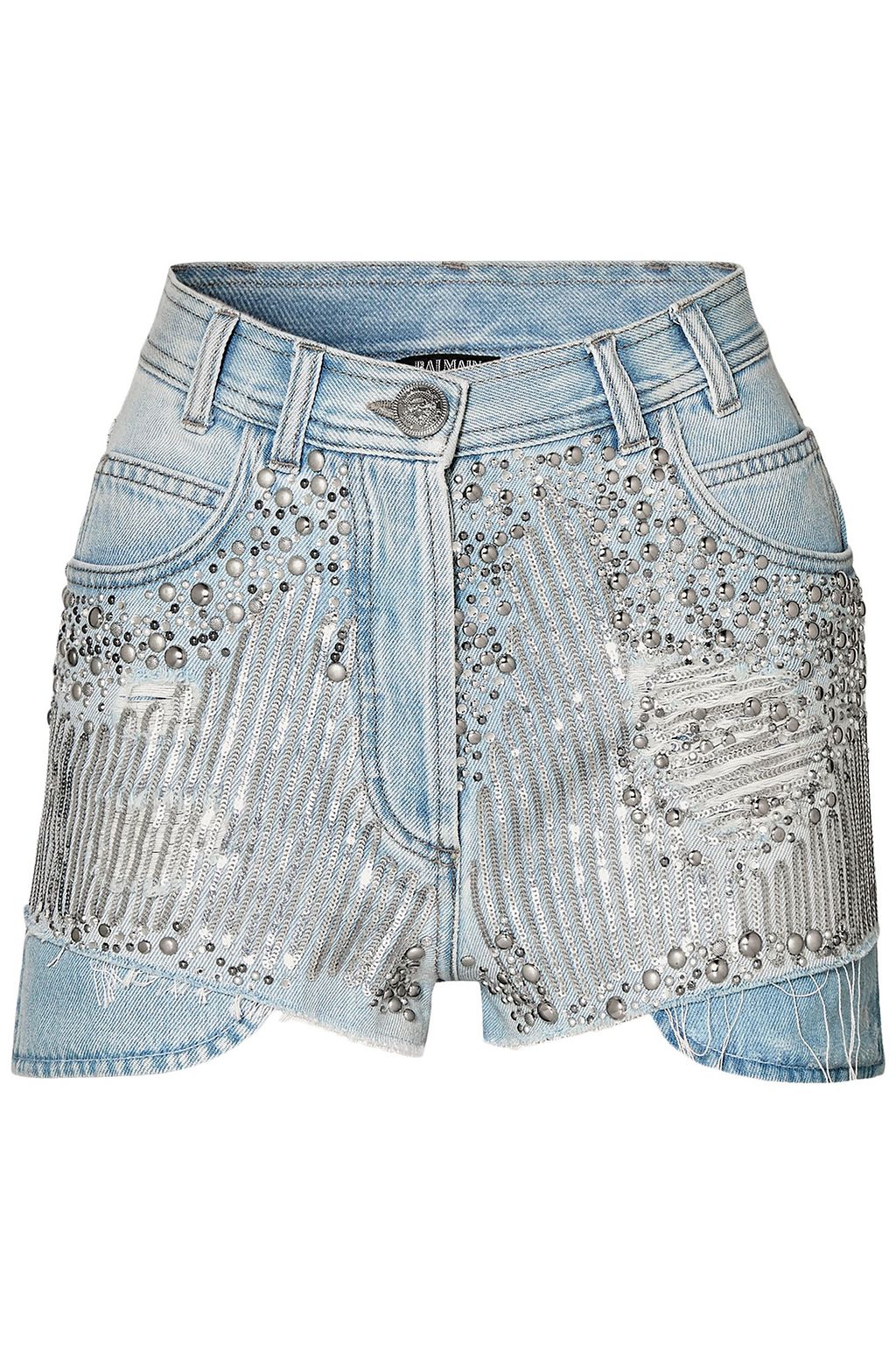 embellished denim shorts