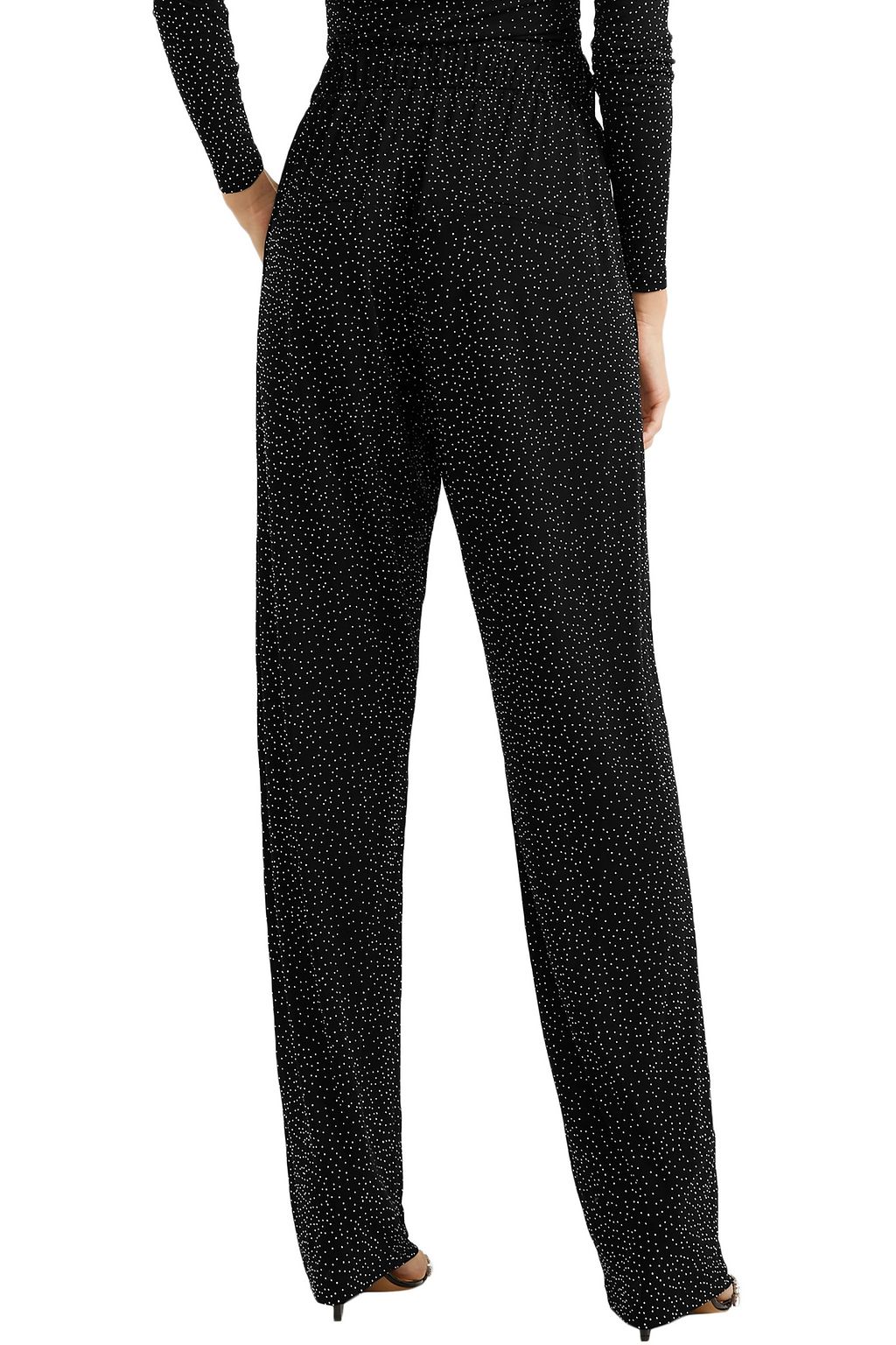 BALMAIN Crystal-embellished knitted straight-leg pants
