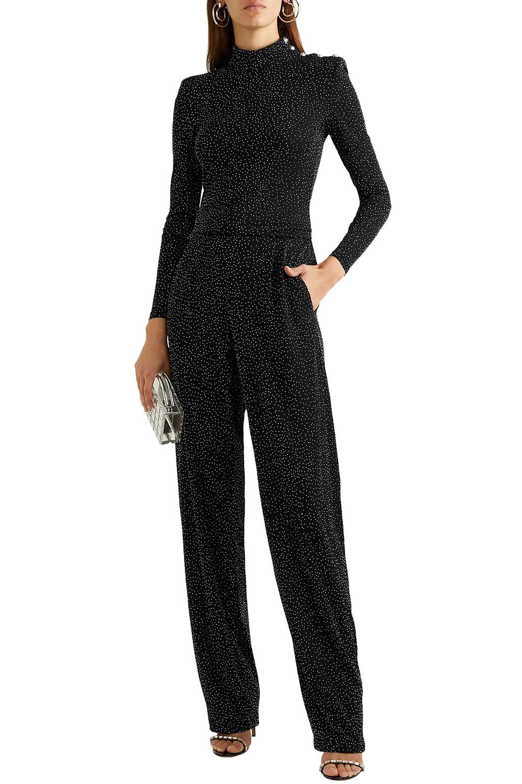 BALMAIN Crystal-embellished knitted straight-leg pants