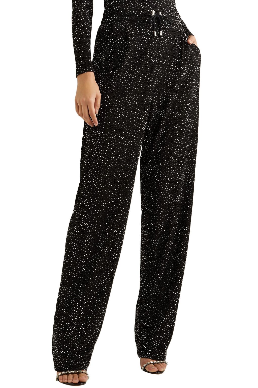 BALMAIN Crystal-embellished knitted straight-leg pants