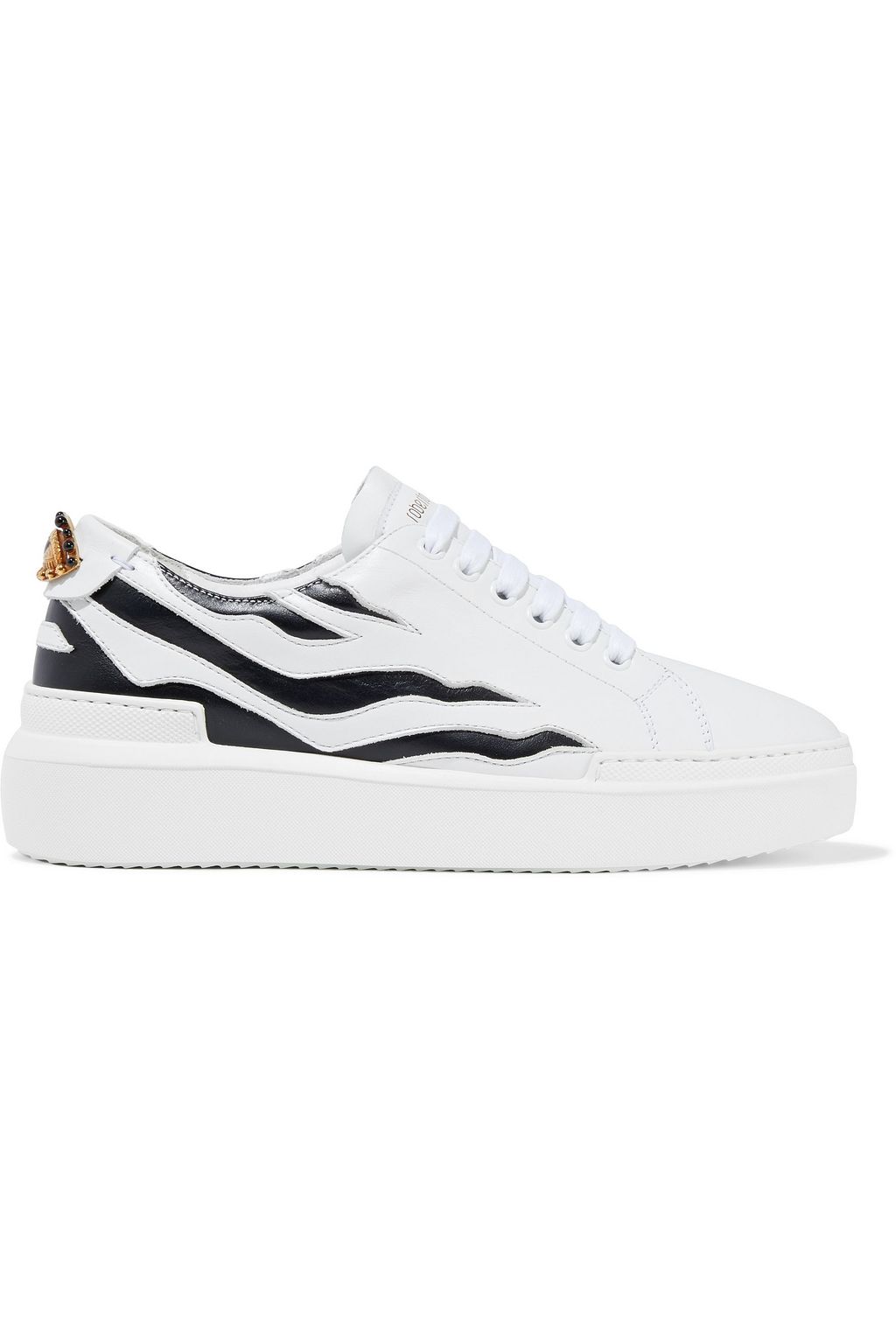 white leather platform trainers