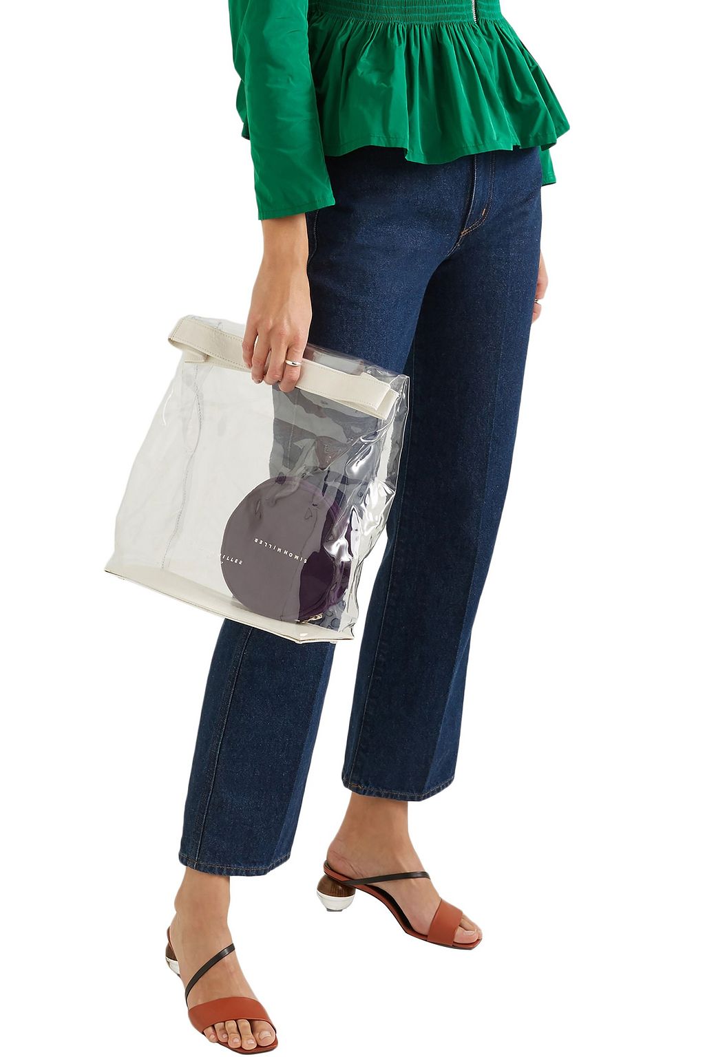 SIMON MILLER Lunchbag 30 leather-trimmed PVC clutch