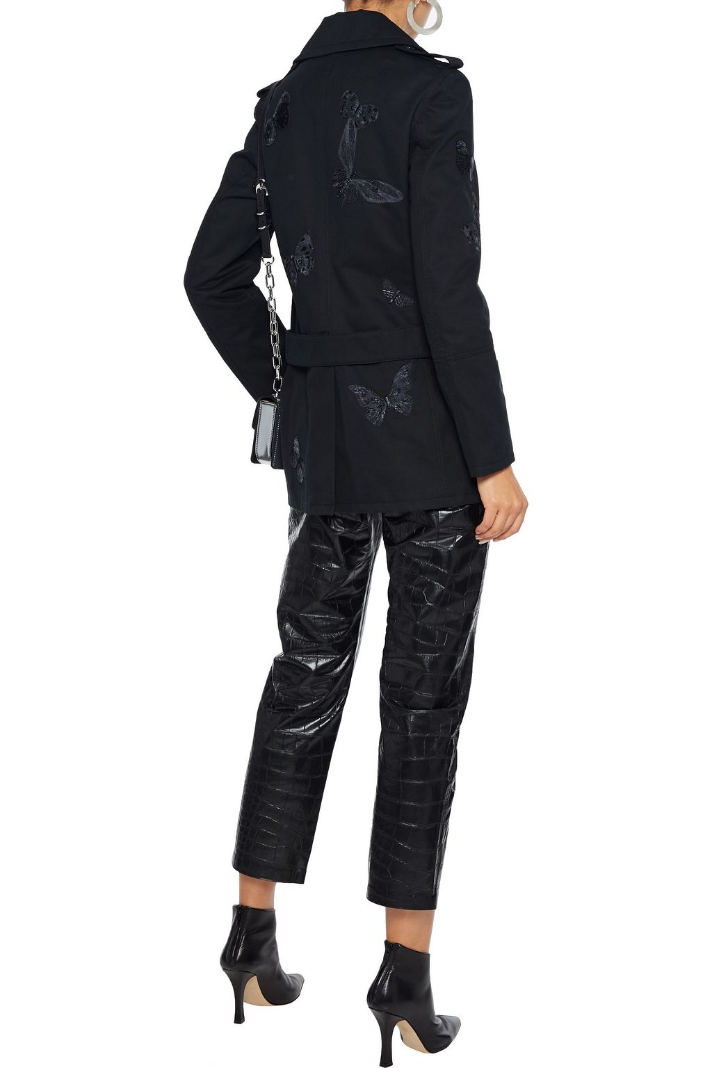 VALENTINO GARAVANI Double-breasted appliquéd cotton-gabardine coat