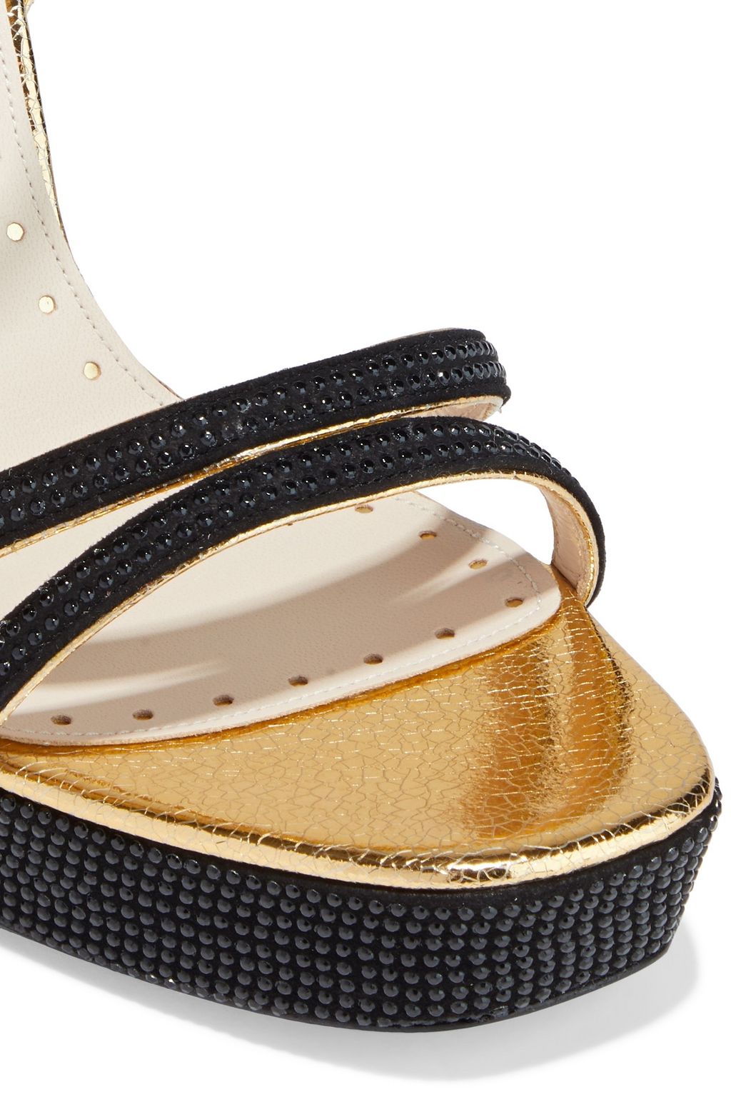 ROBERTO CAVALLI Crystal-embellished suede platform sandals