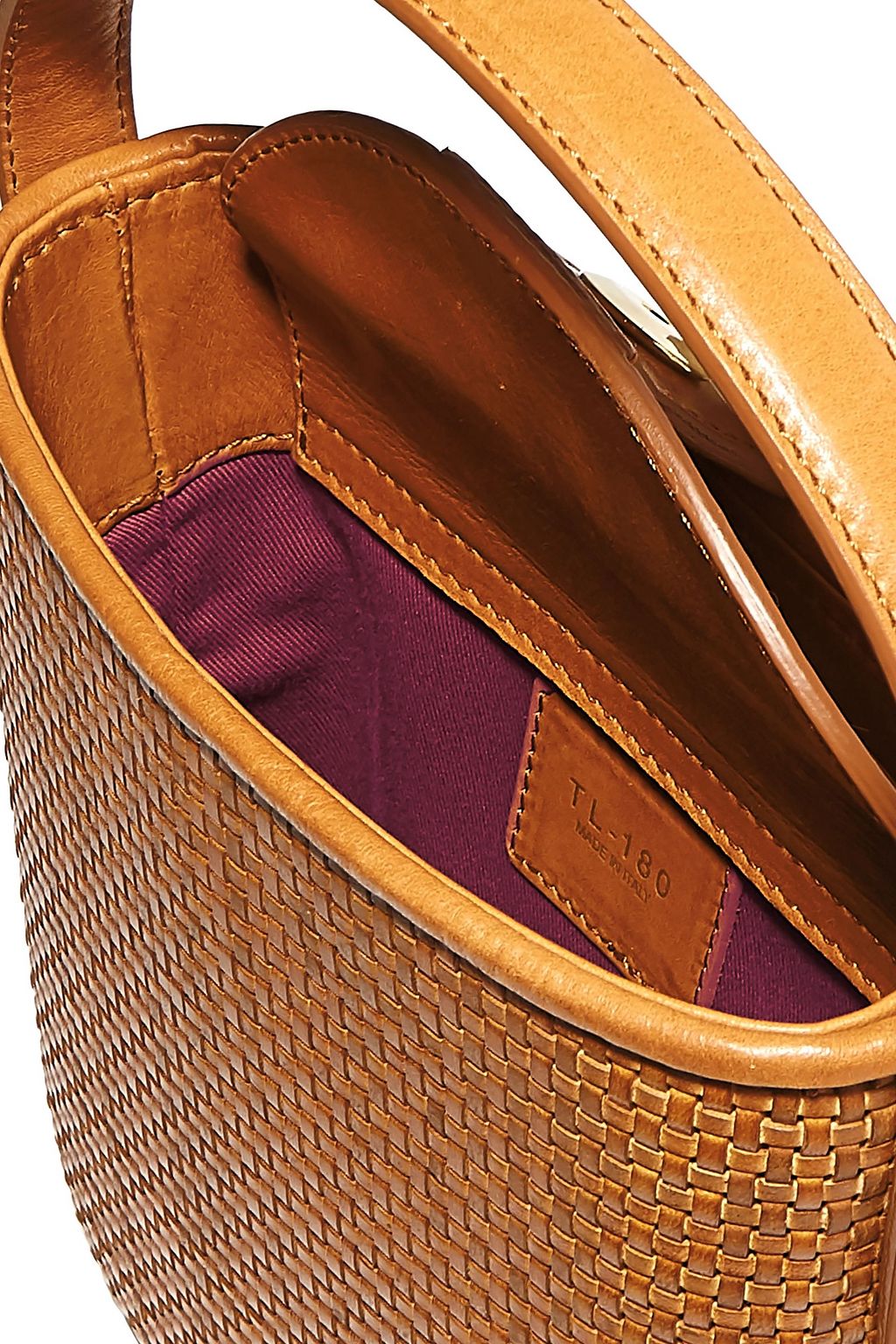 TL 180 Saigon woven raffia and leather shoulder bag