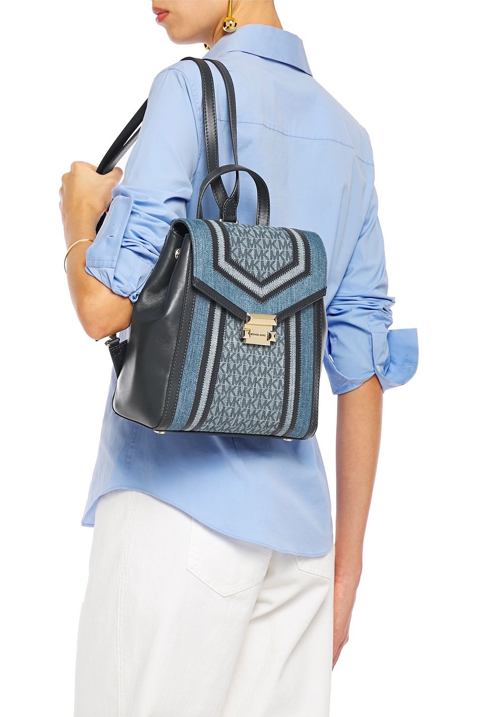 michael kors blue jean backpack