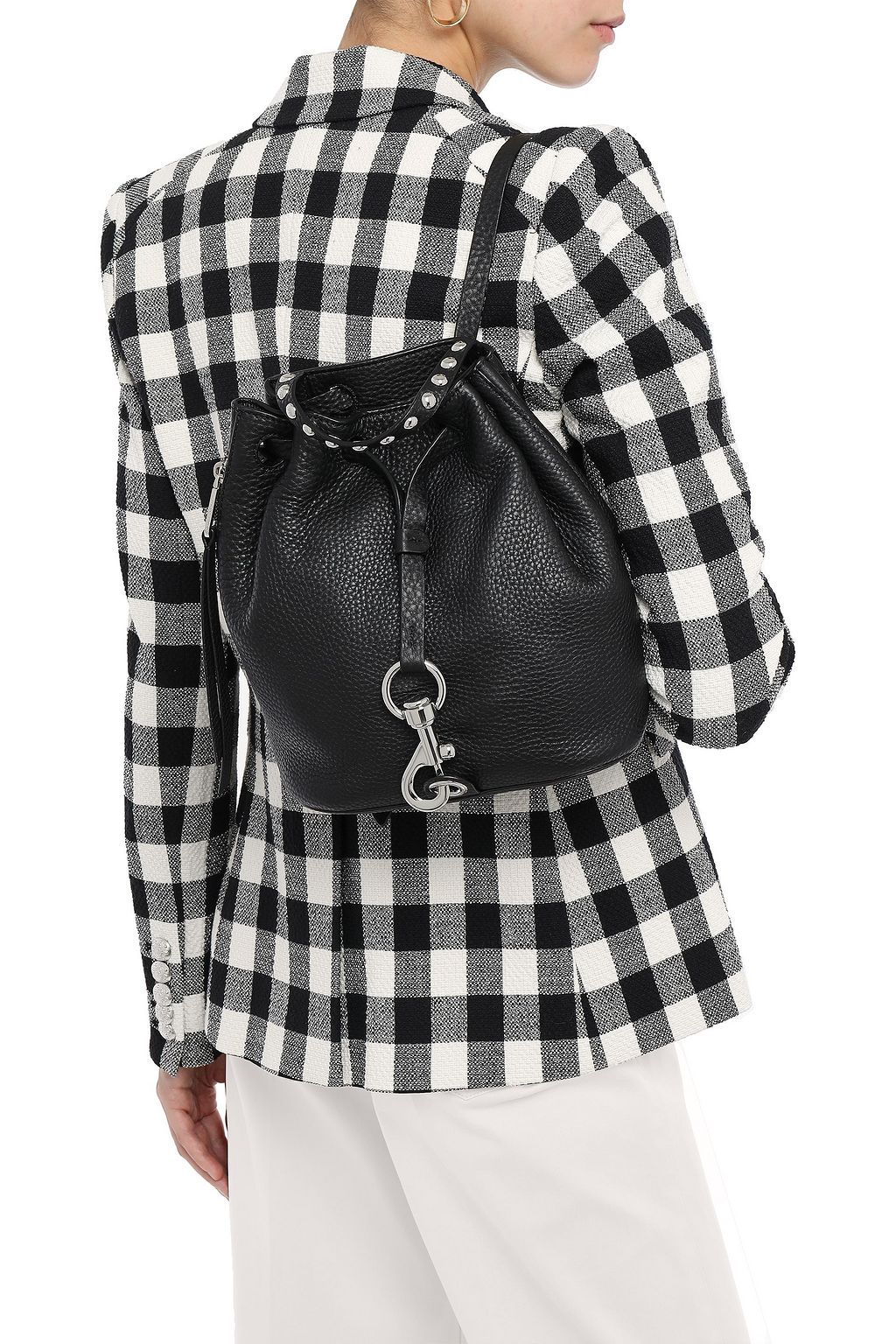 REBECCA MINKOFF Studded pebbled-leather backpack