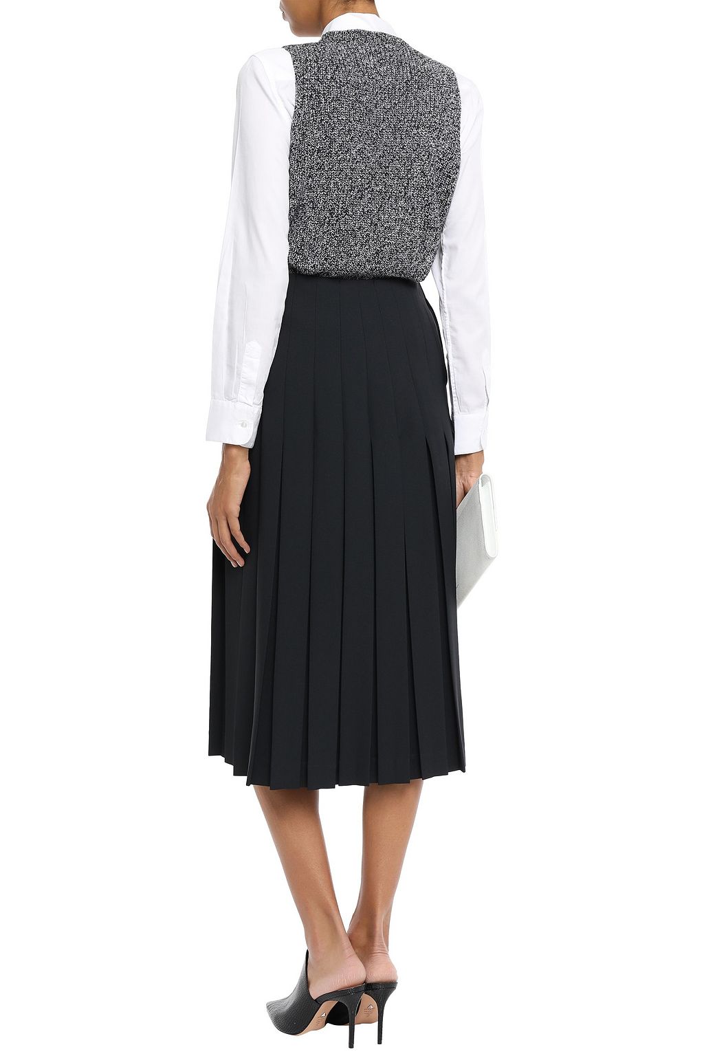 BEAUFILLE Pleated twill midi wrap skirt