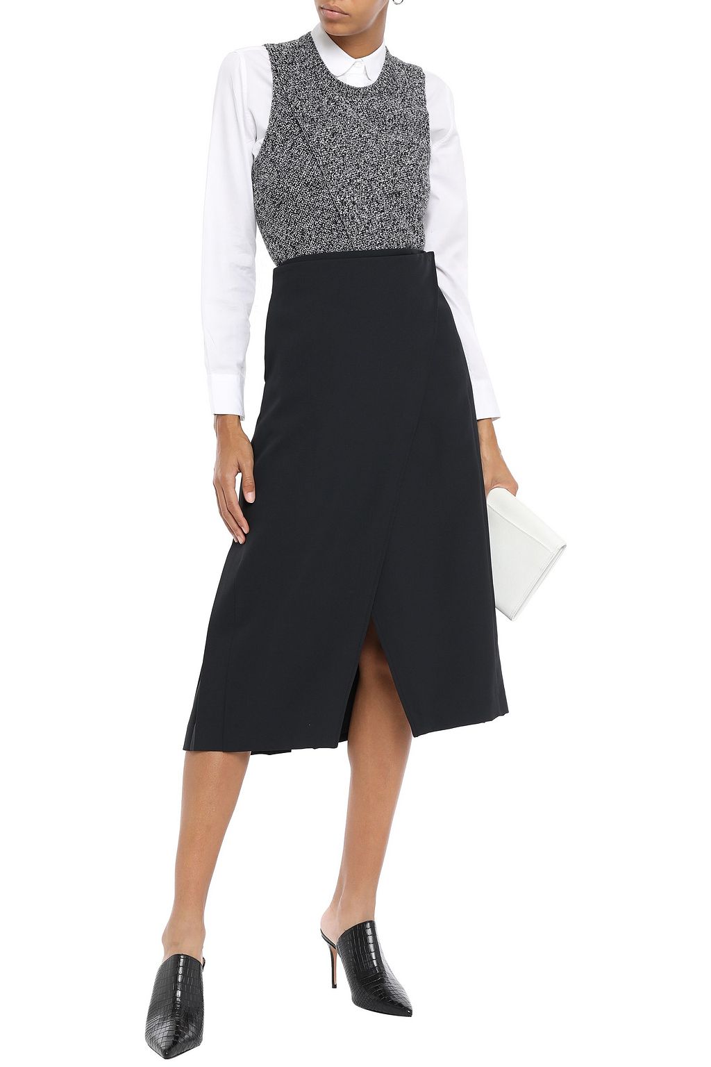BEAUFILLE Pleated twill midi wrap skirt