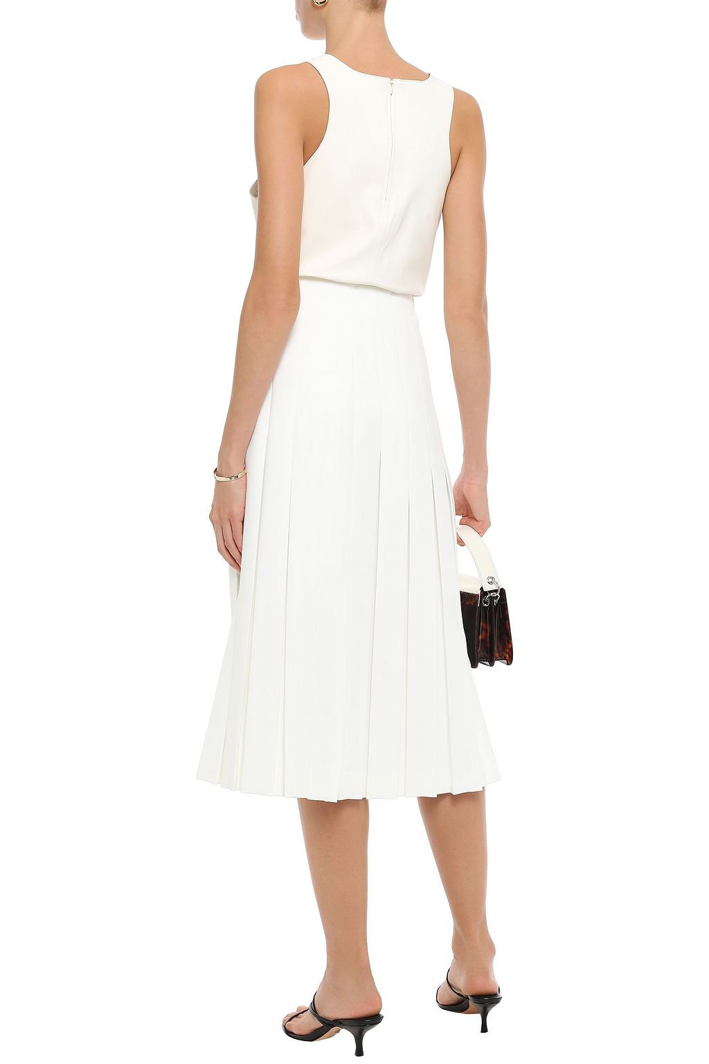BEAUFILLE Pleated twill midi wrap skirt