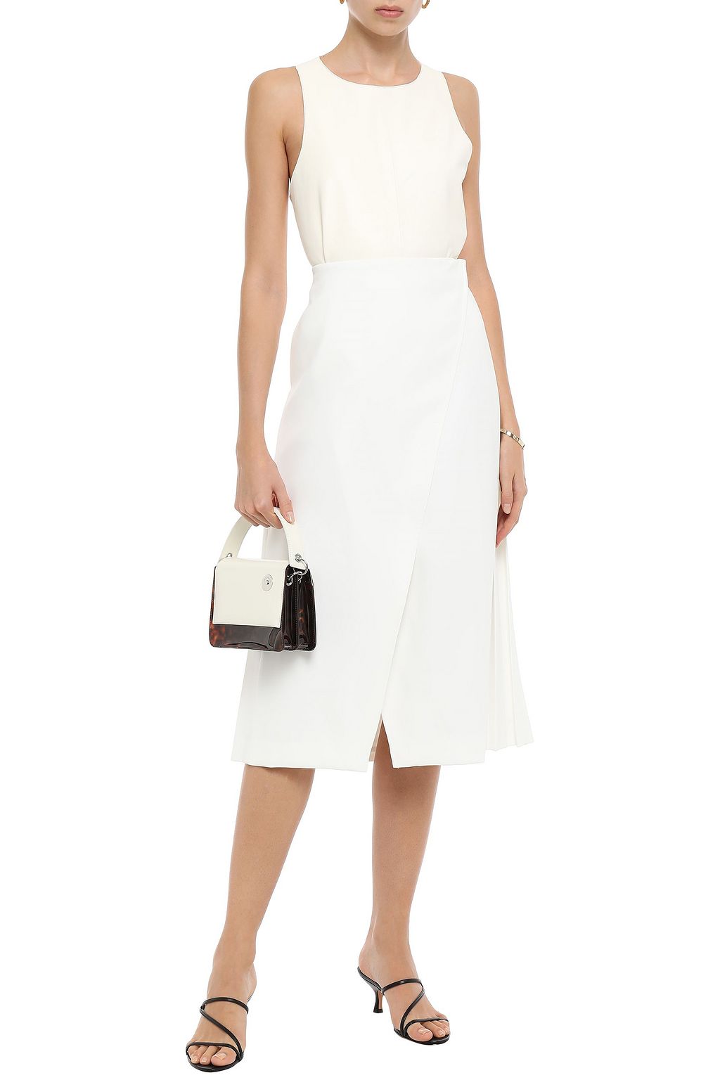 BEAUFILLE Pleated twill midi wrap skirt