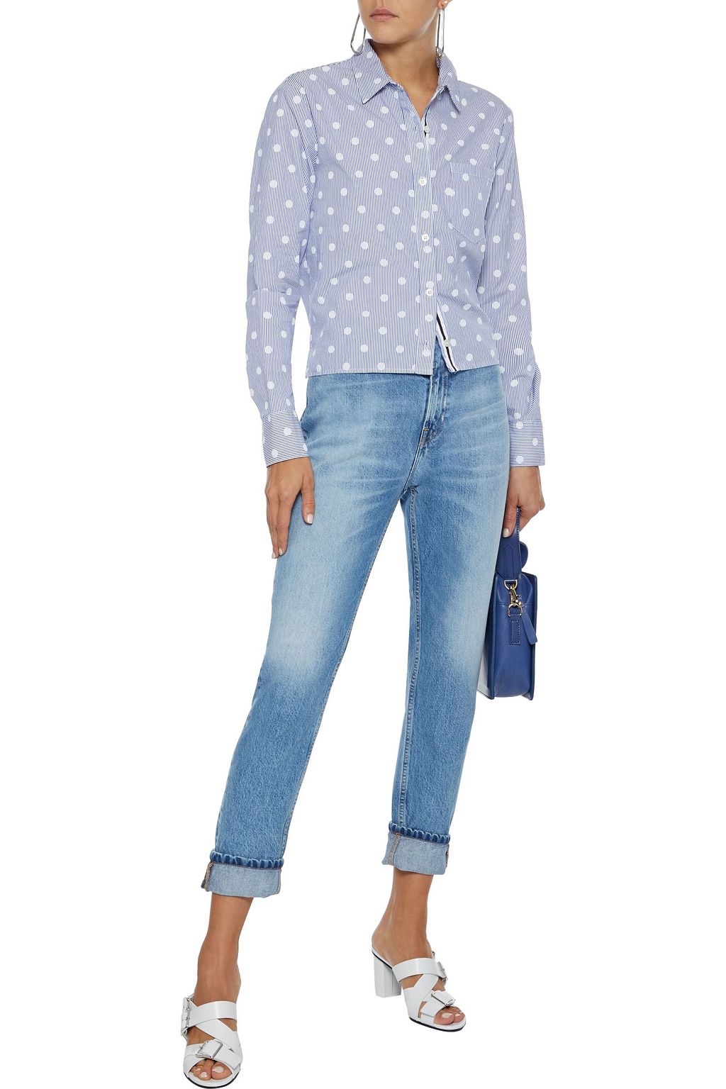 STATESIDE Tie-back printed cotton-poplin shirt