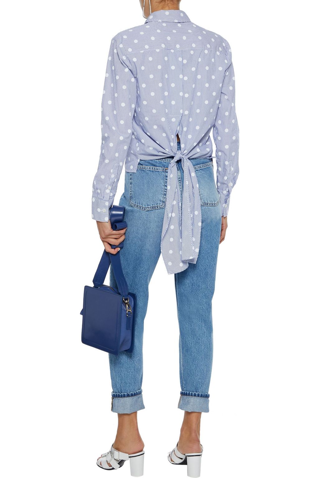 STATESIDE Tie-back printed cotton-poplin shirt