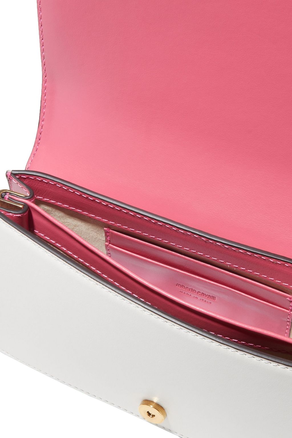 ROBERTO CAVALLI Two-tone printed leather shoulder bag