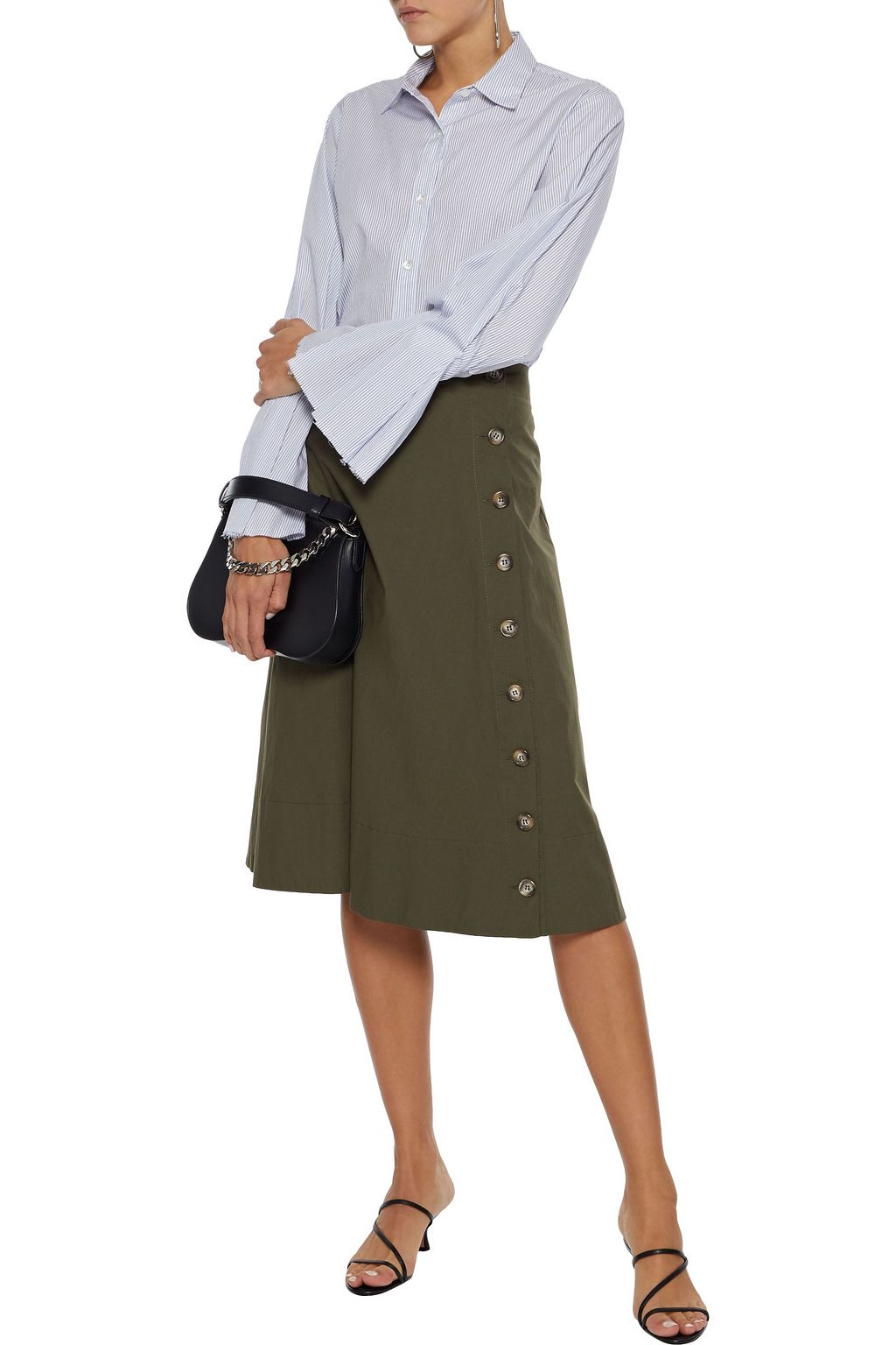 STATESIDE Fluted striped cotton-broadcloth shirt