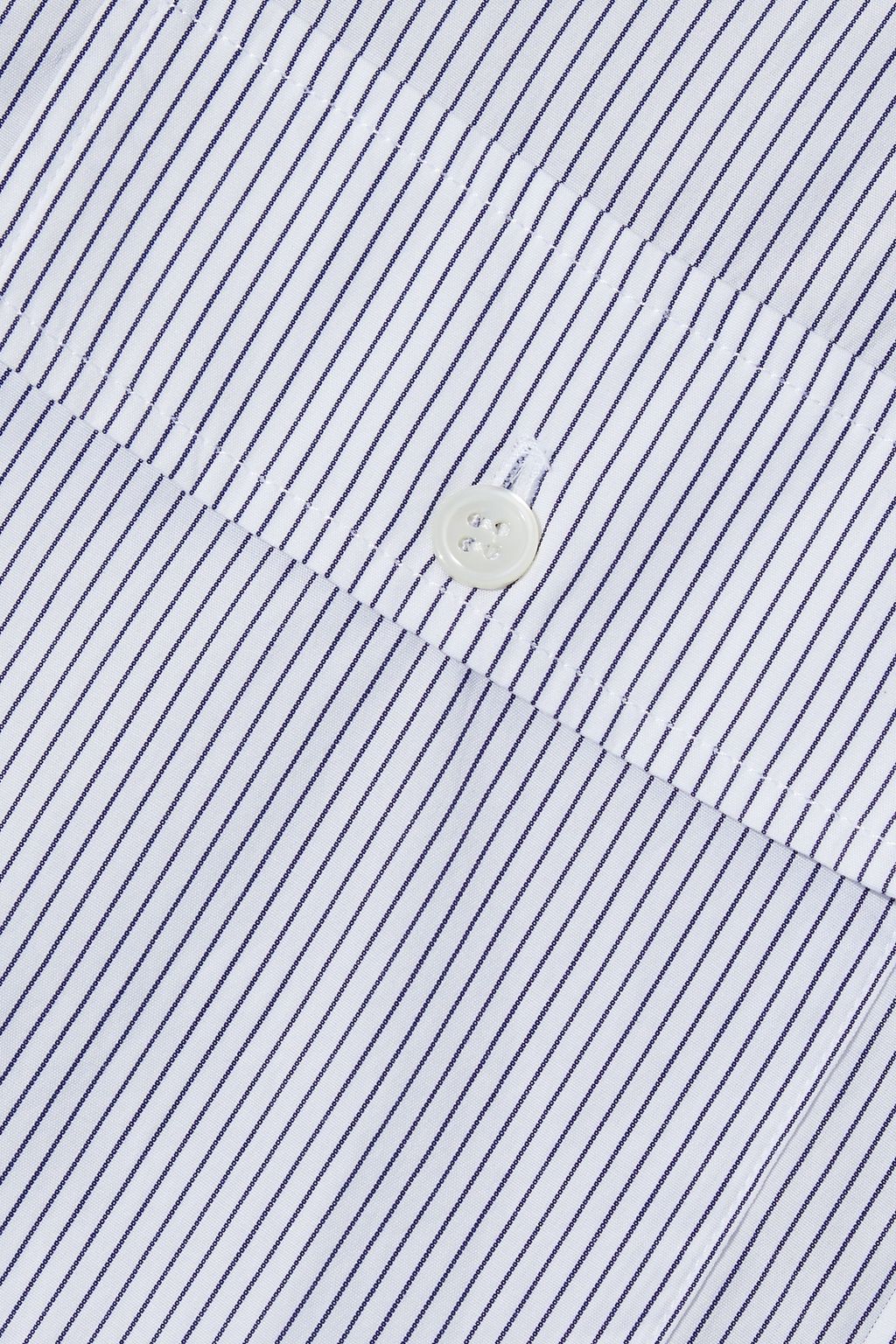 STATESIDE Ruched jersey-paneled striped cotton-broadcloth shirt
