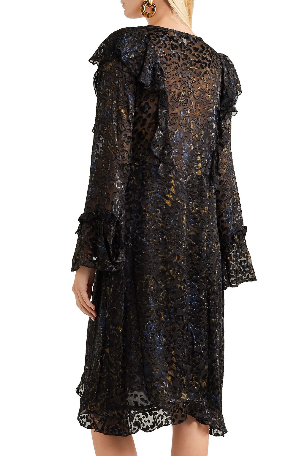 IRO Ruffled devoré-chiffon dress