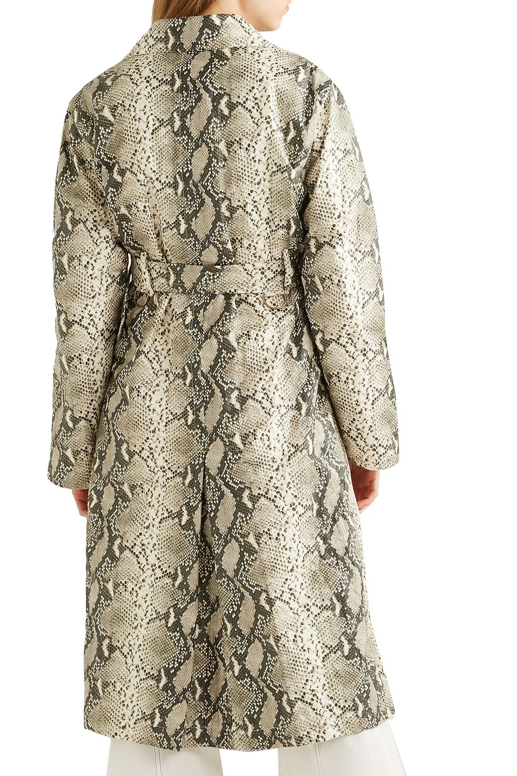 PHILOSOPHY DI LORENZO SERAFINI Belted snake-print coated-shell coat