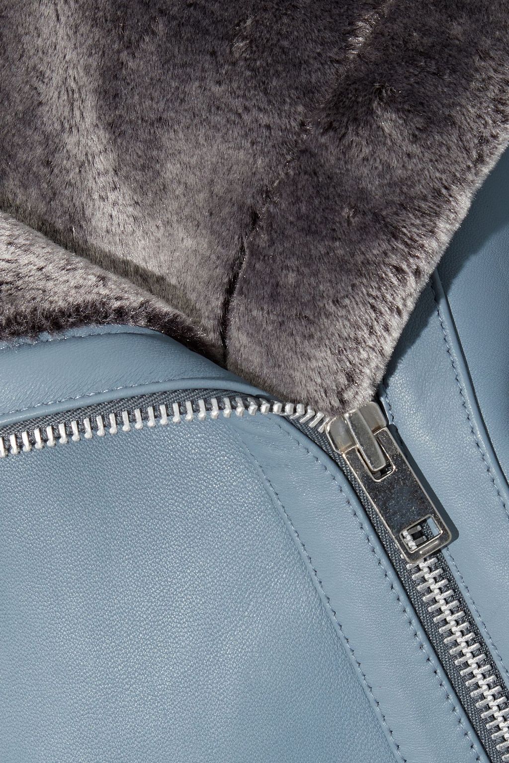 W118 BY WALTER BAKER Celine faux fur-trimmed leather jacket