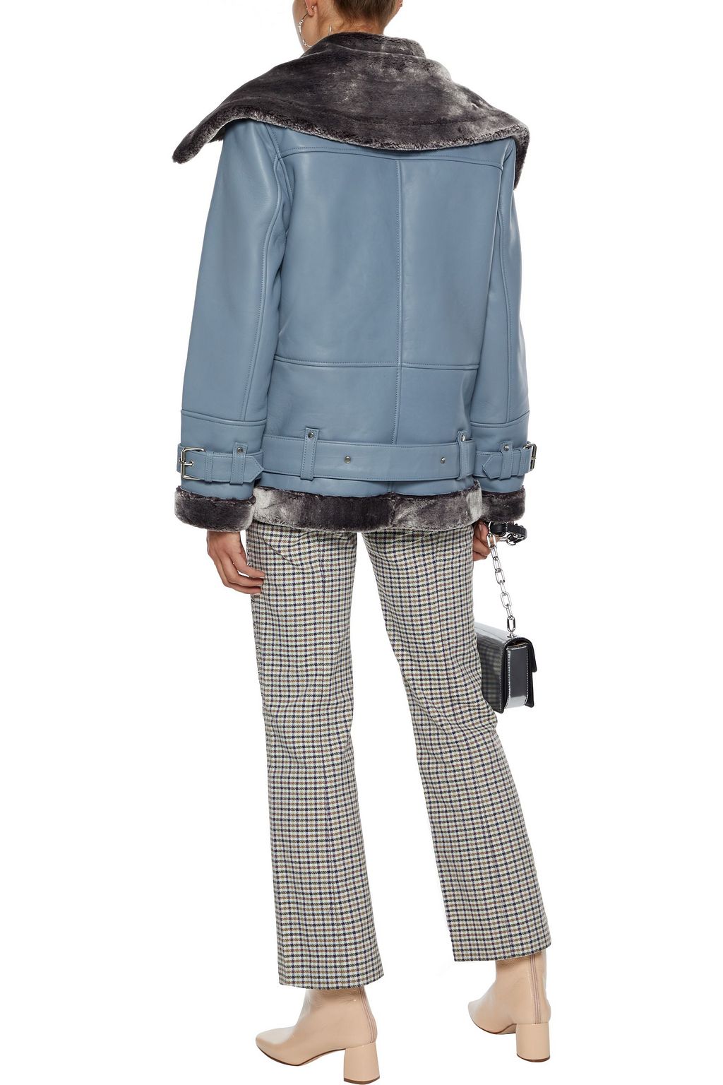 W118 BY WALTER BAKER Celine faux fur-trimmed leather jacket