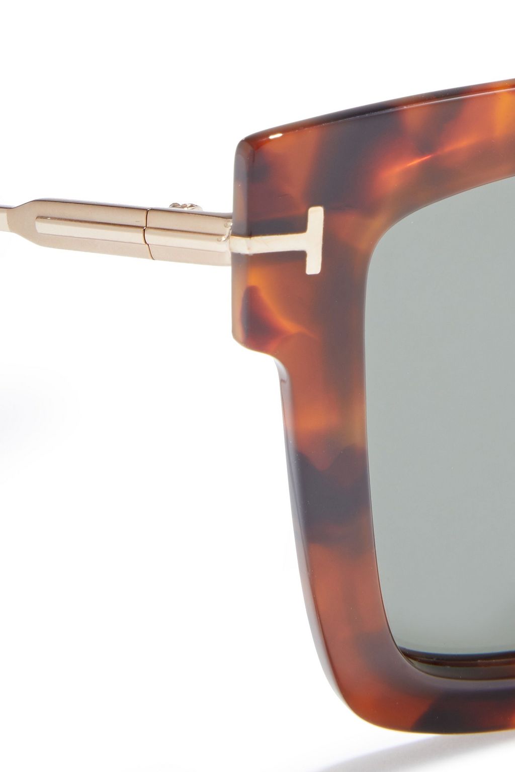 TOM FORD Lara D-frame tortoiseshell acetate and rose gold-tone sunglasses