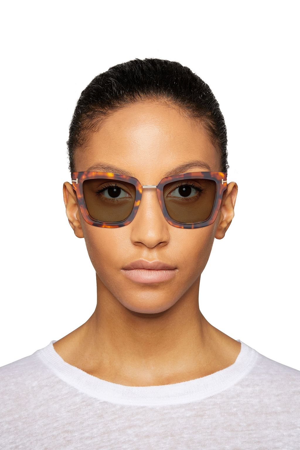 TOM FORD Lara D-frame tortoiseshell acetate and rose gold-tone sunglasses