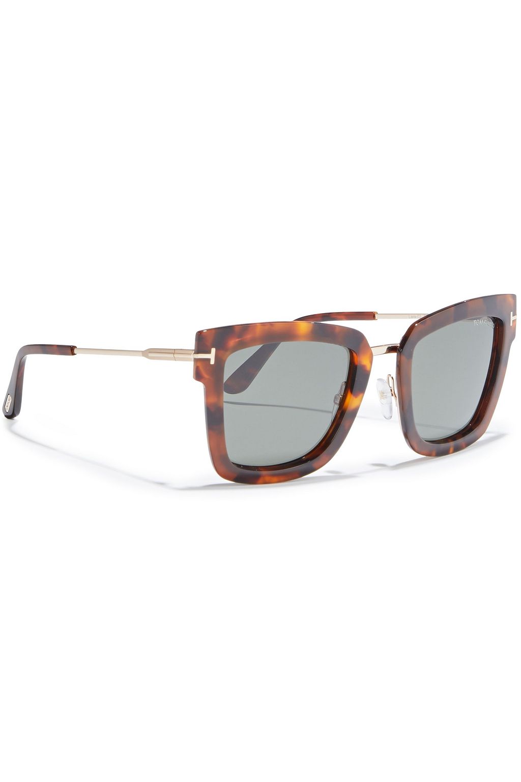 TOM FORD Lara D-frame tortoiseshell acetate and rose gold-tone sunglasses