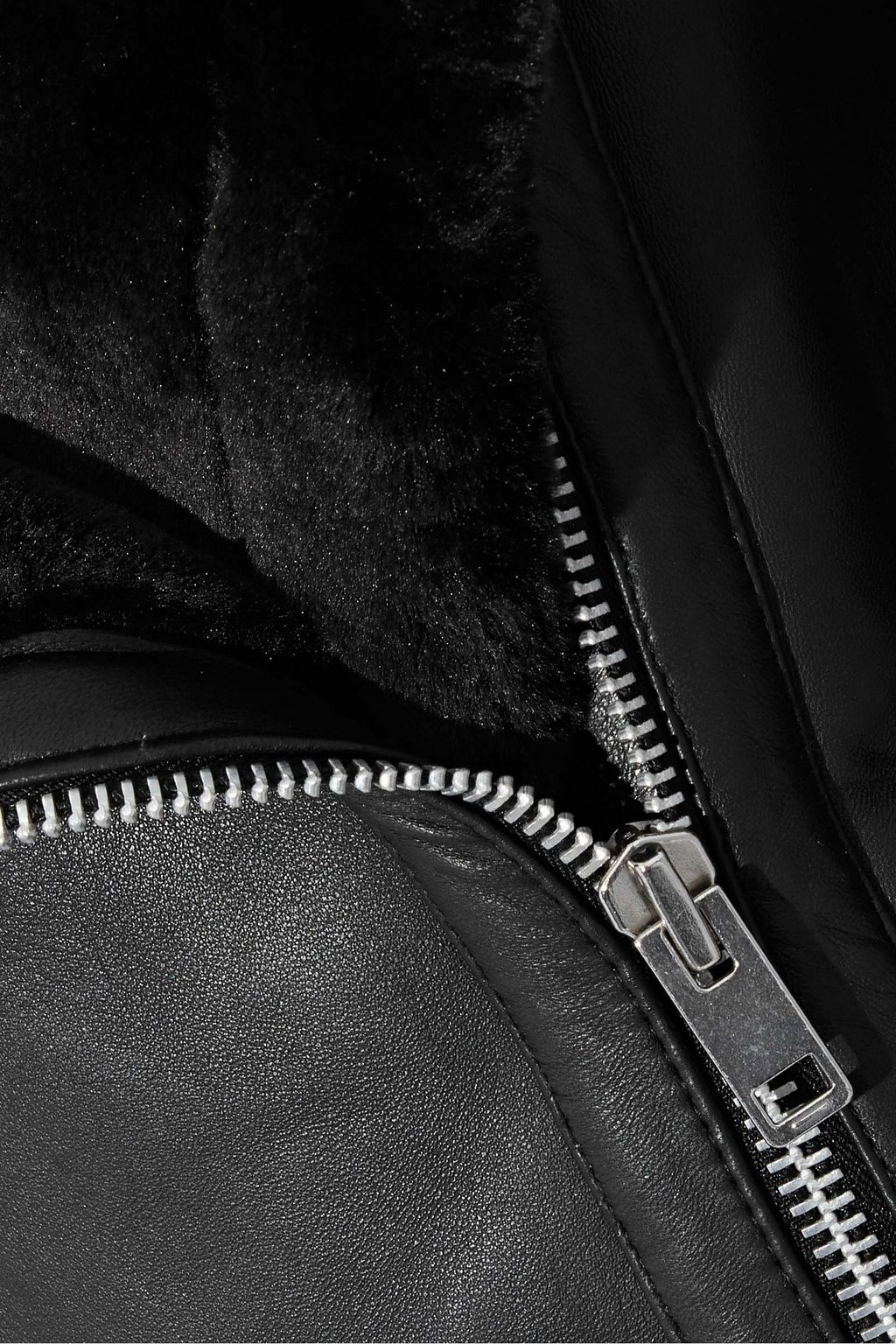W118 BY WALTER BAKER Celine faux fur-trimmed leather jacket