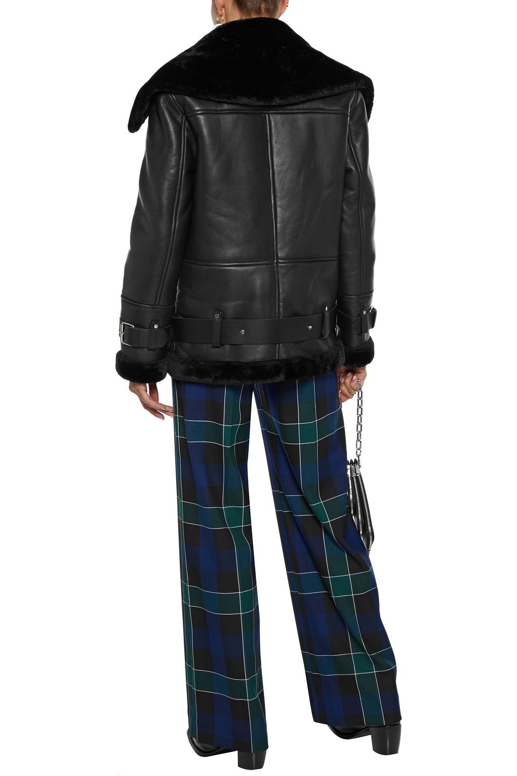 W118 BY WALTER BAKER Celine faux fur-trimmed leather jacket