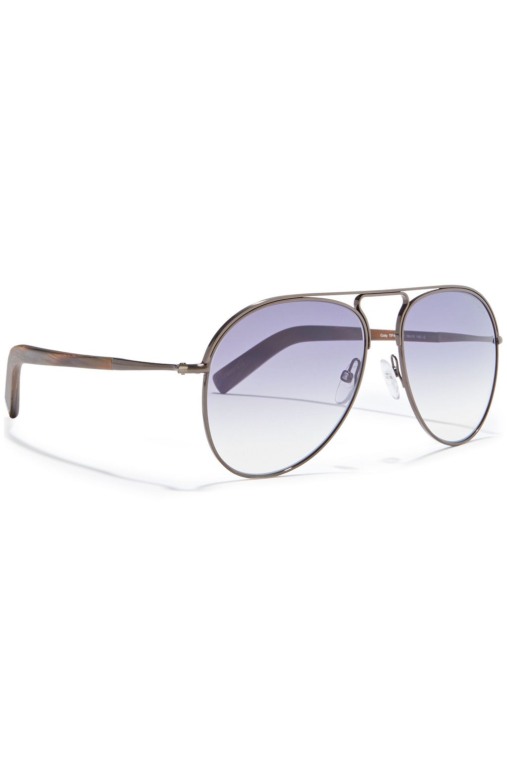 TOM FORD Aviator-style gunmetal-tone sunglasses