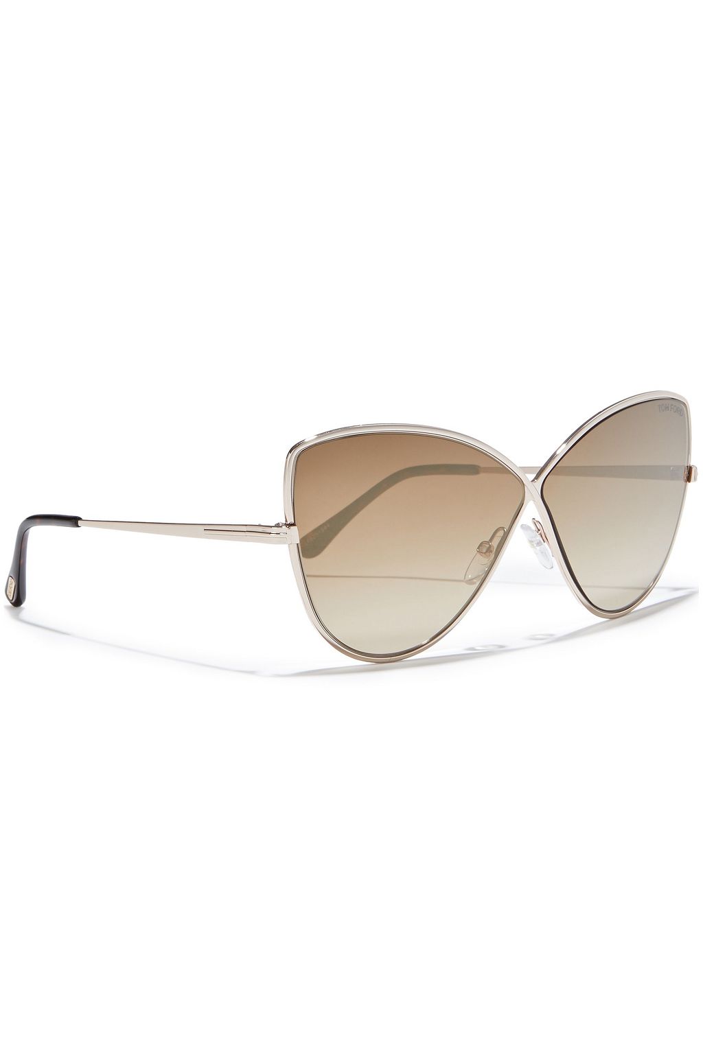 TOM FORD Elise oversized cat-eye silver-tone sunglasses