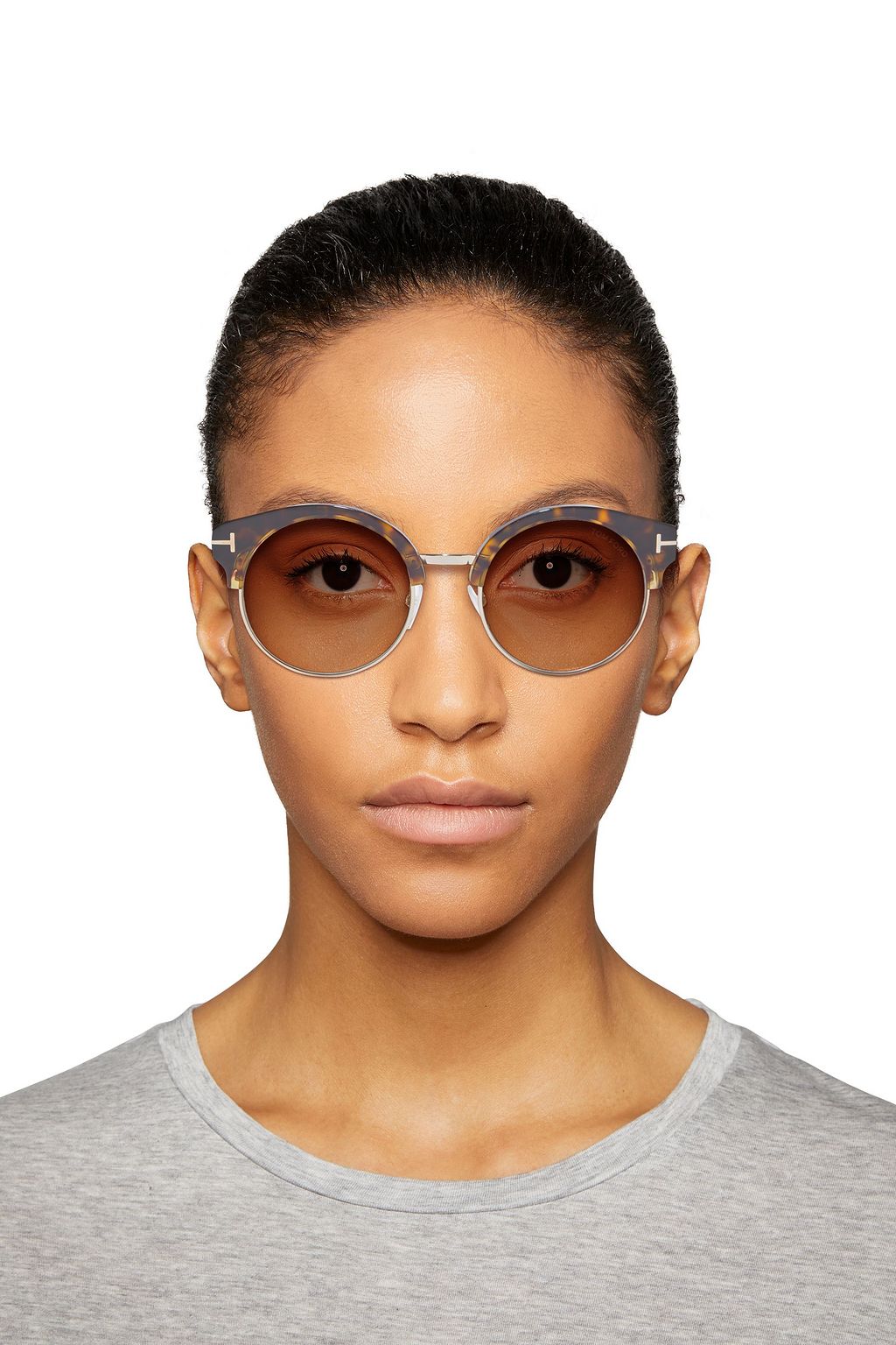 TOM FORD Alissa round-frame tortoiseshell acetate and gold-tone sunglasses
