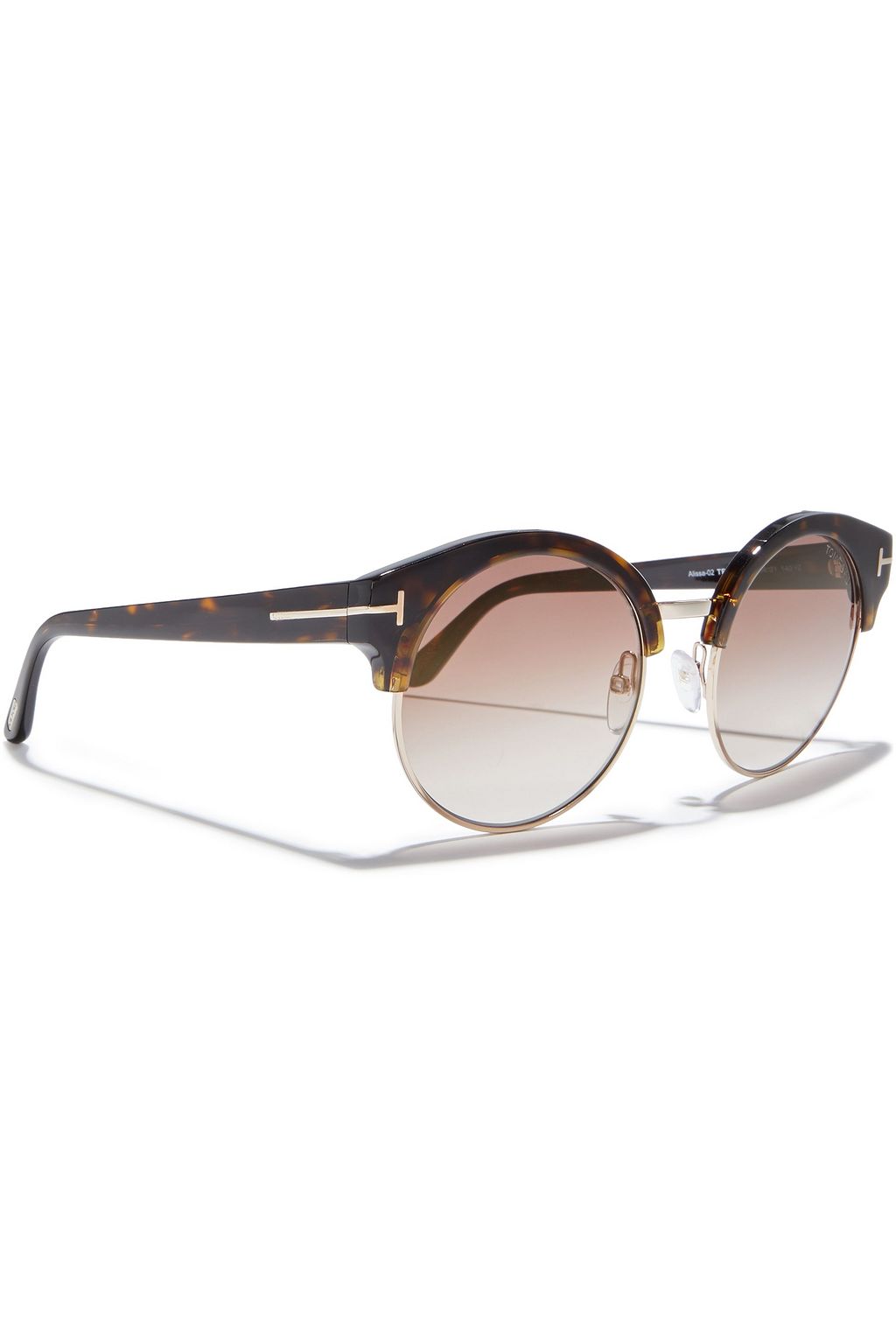 TOM FORD Alissa round-frame tortoiseshell acetate and gold-tone sunglasses