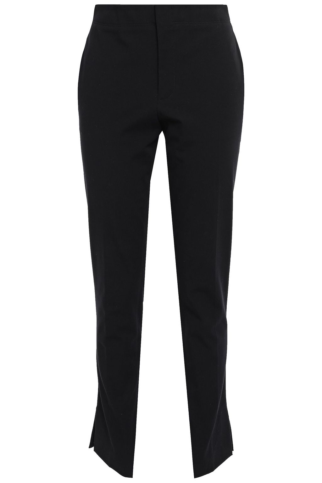 Stretch cotton twill slim leg pants Black stretchy dress pants Slightly