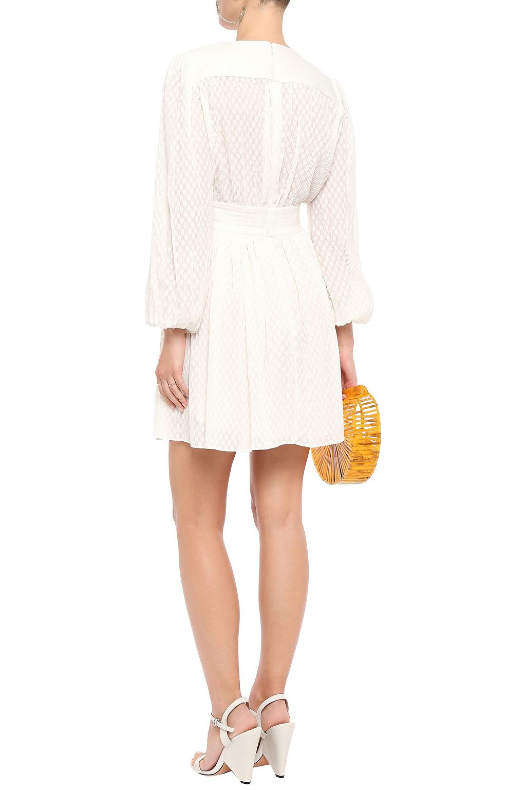 ZIMMERMANN Button-detailed fil coupé plissé-gauze mini dress