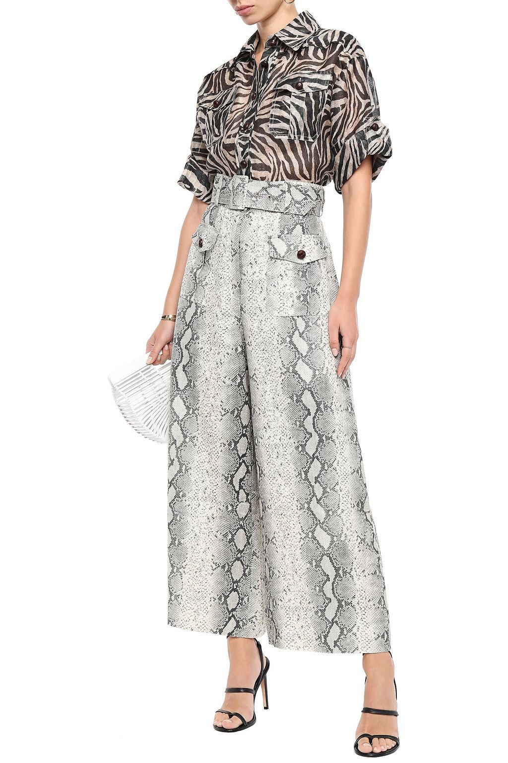 ZIMMERMANN Snake-print linen and silk-blend shirt