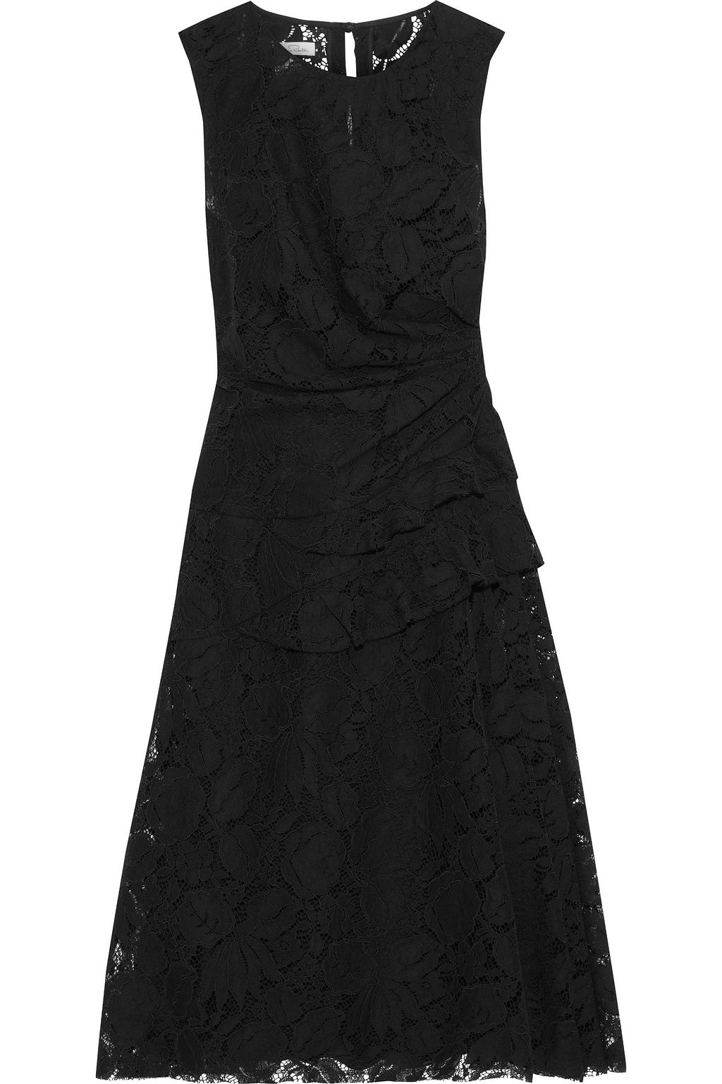 OSCAR DE LA RENTA Ruffle-trimmed cotton-blend corded lace dress | Sale ...