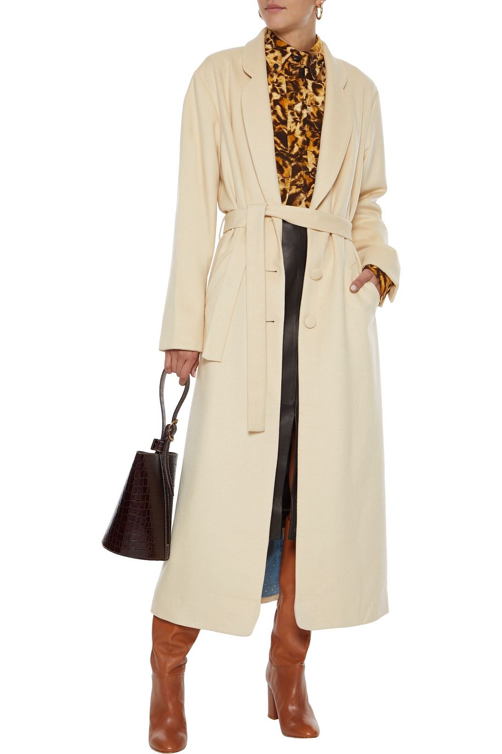 MES DEMOISELLES Hermann belted wool-blend felt coat