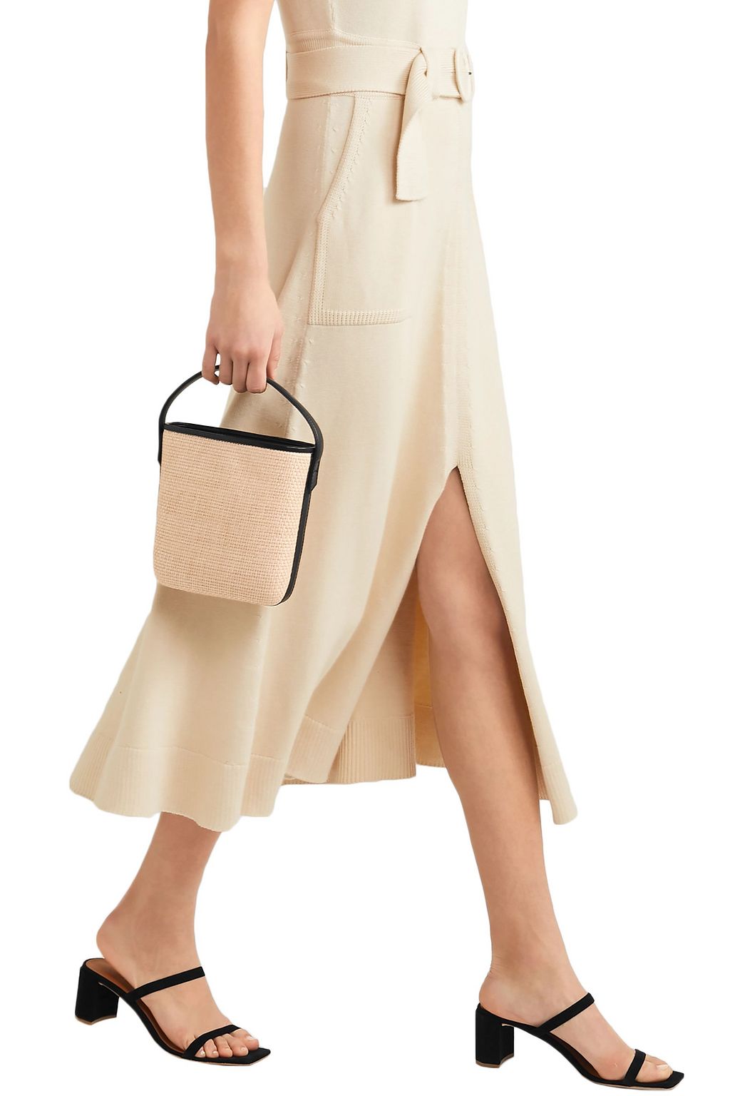TL 180 Saigon woven raffia and leather shoulder bag
