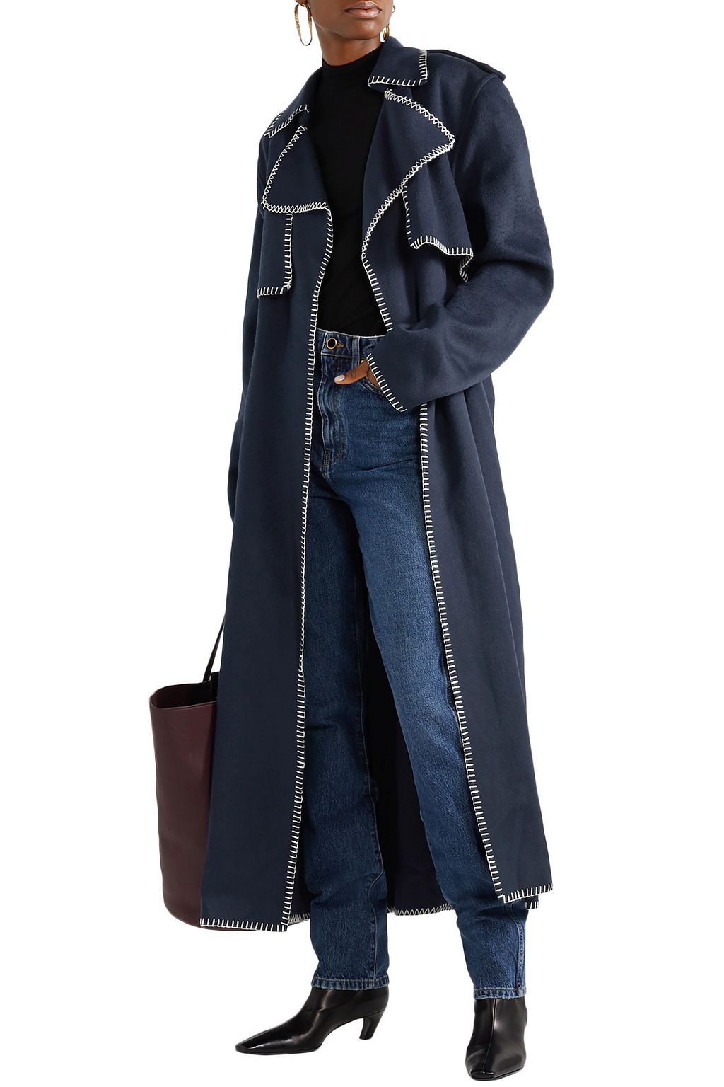 KHAITE Roman oversized whipstitched felt trench coat