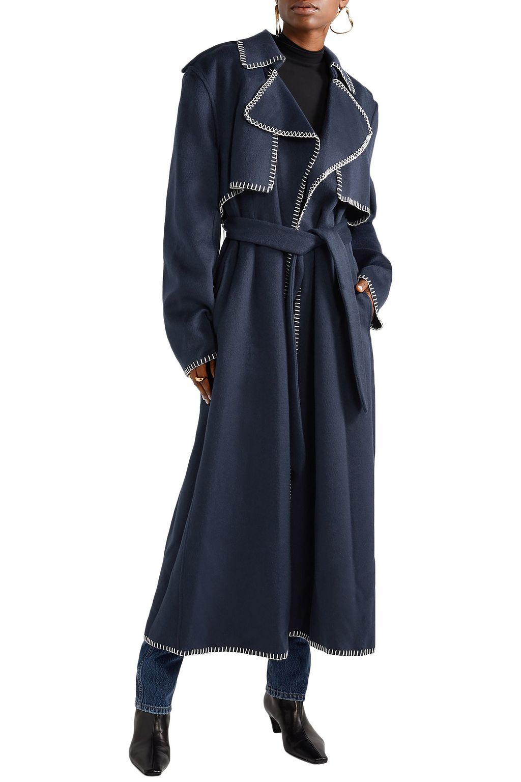 KHAITE Roman oversized whipstitched felt trench coat