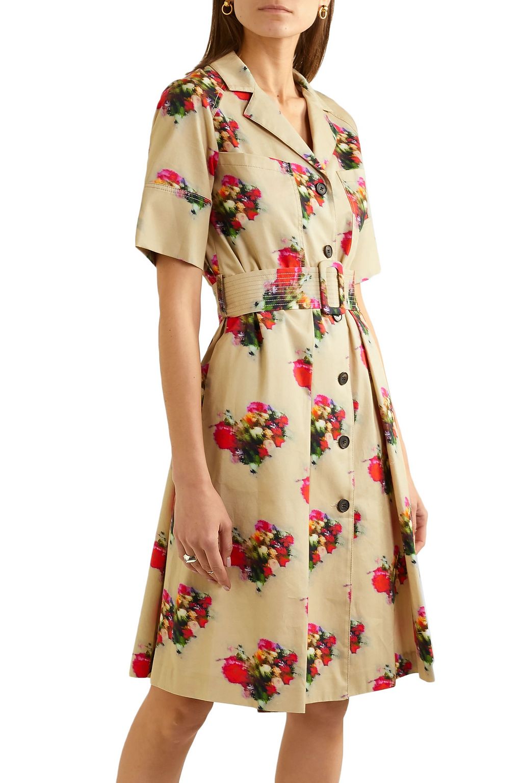 ADAM LIPPES Floral-print belted cotton-twill dress