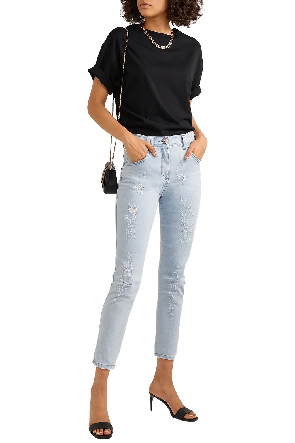 BALMAIN Distressed mid-rise skinny jeans