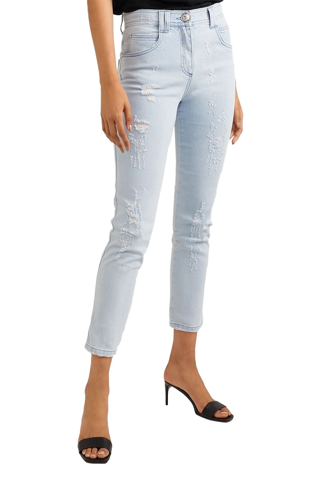 BALMAIN Distressed mid-rise skinny jeans
