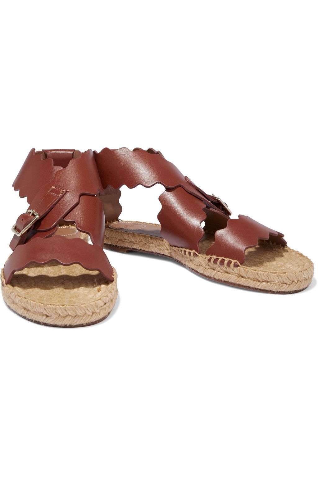 CHLOÉ Lauren scalloped leather espadrille sandals
