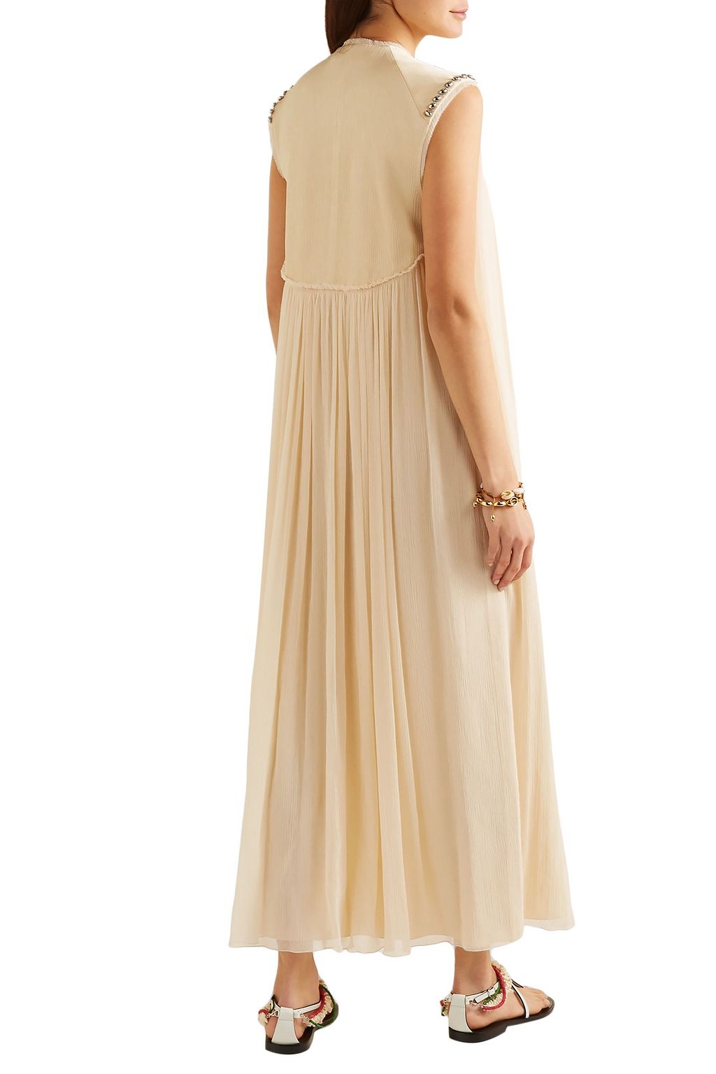 CHLOÉ Embellished frayed silk-georgette gown