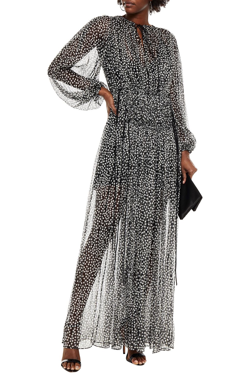 STELLA MCCARTNEY ポルカドットシルク混シフォン ロングドレス